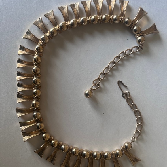 Vintage Gold Tone Geometric Egyptian Revival Collar Choker Necklace - Picture 4 of 5